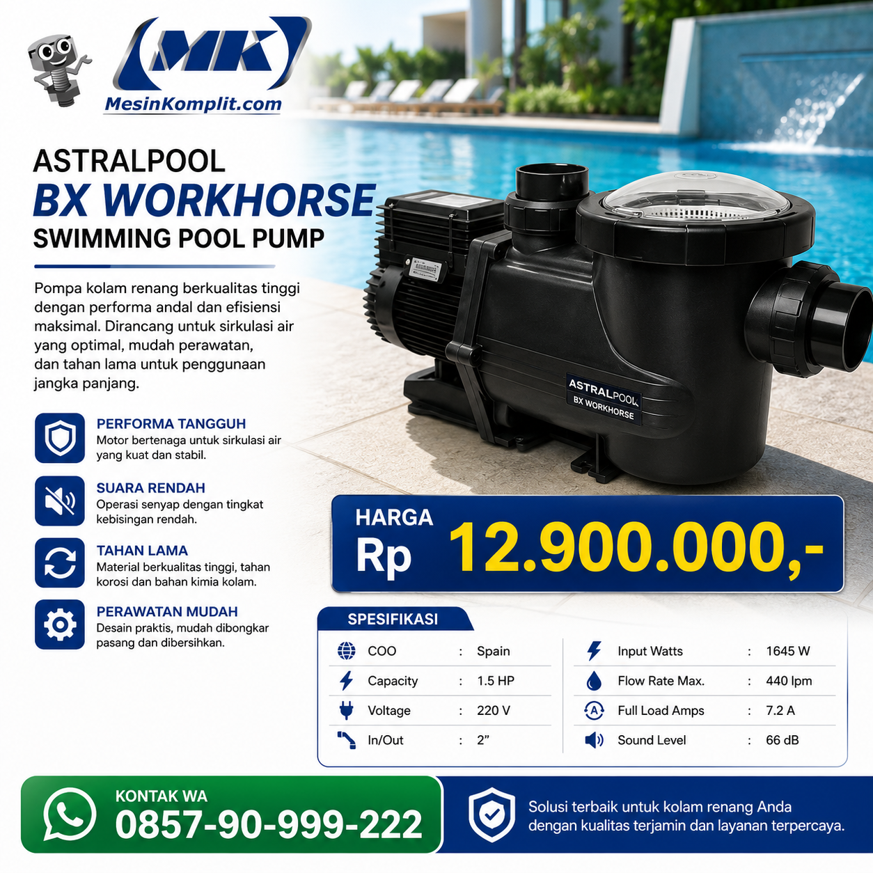 Pompa Kolam Renang 1.5HP ...
